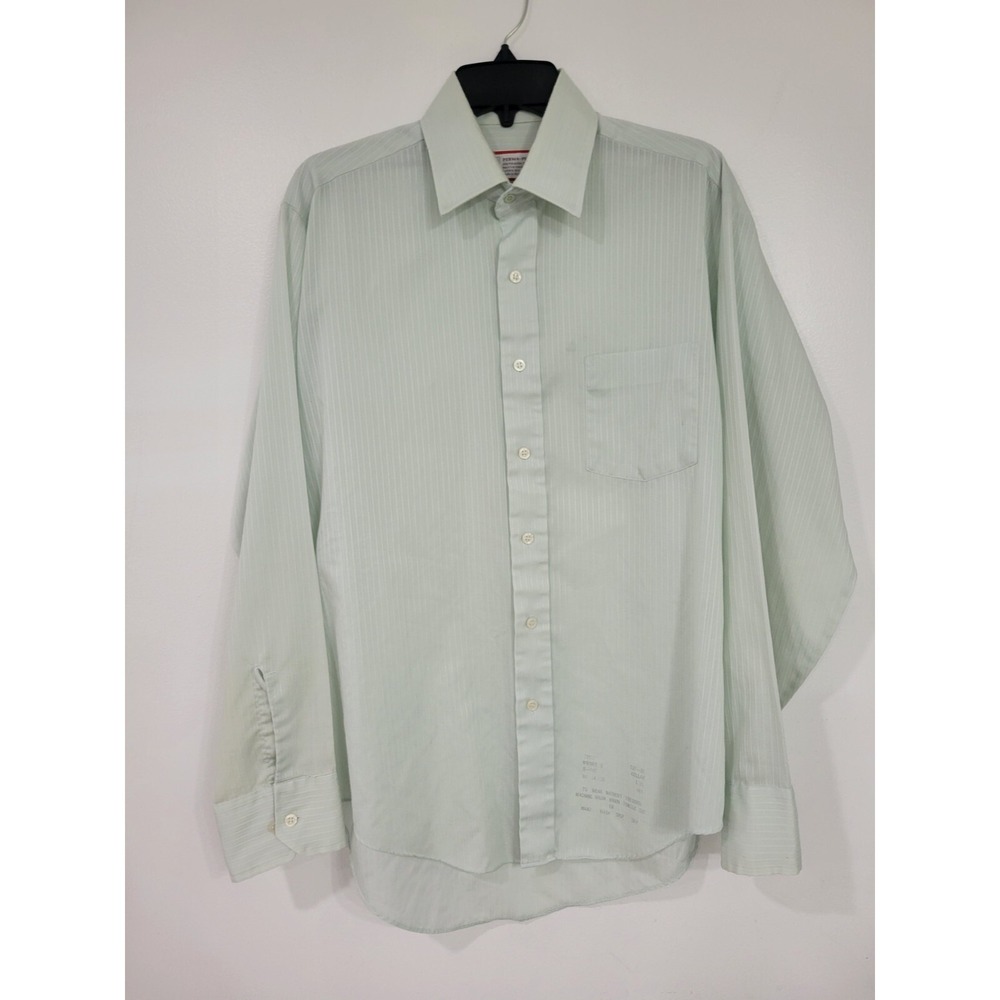 Vintage Green SEARS Perma-Press Long Sleeve Men's Textured  Shirt 16 34/35 *age*